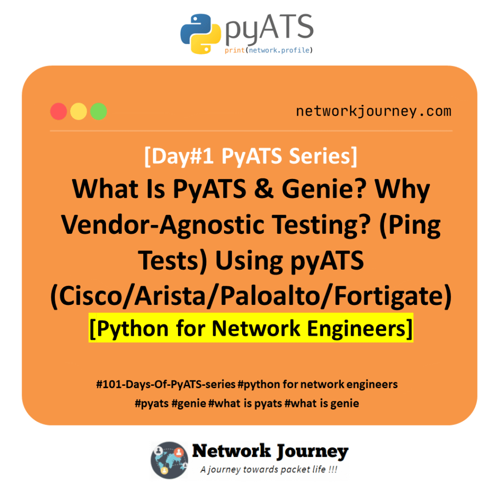 [DAY#1 PyATS Series] What Is PyATS & Genie? Why Vendor‑Agnostic Testing? (Ping Tests) Using pyATS (Cisco/Arista/Paloalto/Fortigate) [Python for Network Engineer]