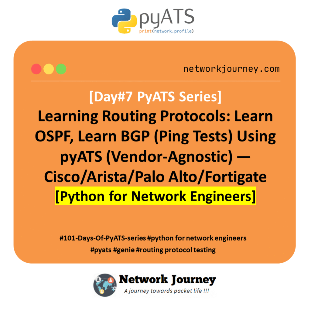 [DAY#7 PyATS Series] Learning Routing Protocols: Learn OSPF, Learn BGP (Ping Tests) Using pyATS (Vendor-Agnostic) — Cisco/Arista/Palo Alto/Fortigate [Python for Network Engineer]