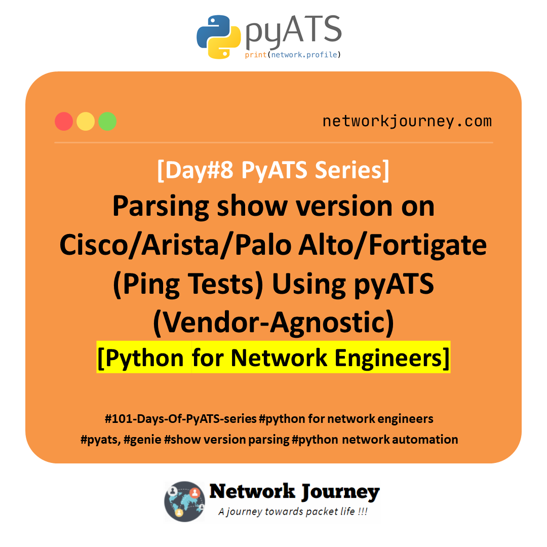 [DAY#8 PyATS Series] Parsing show version on Cisco/Arista/Palo Alto/Fortigate (Ping Tests) Using pyATS (Vendor-Agnostic) [Python for Network Engineer]