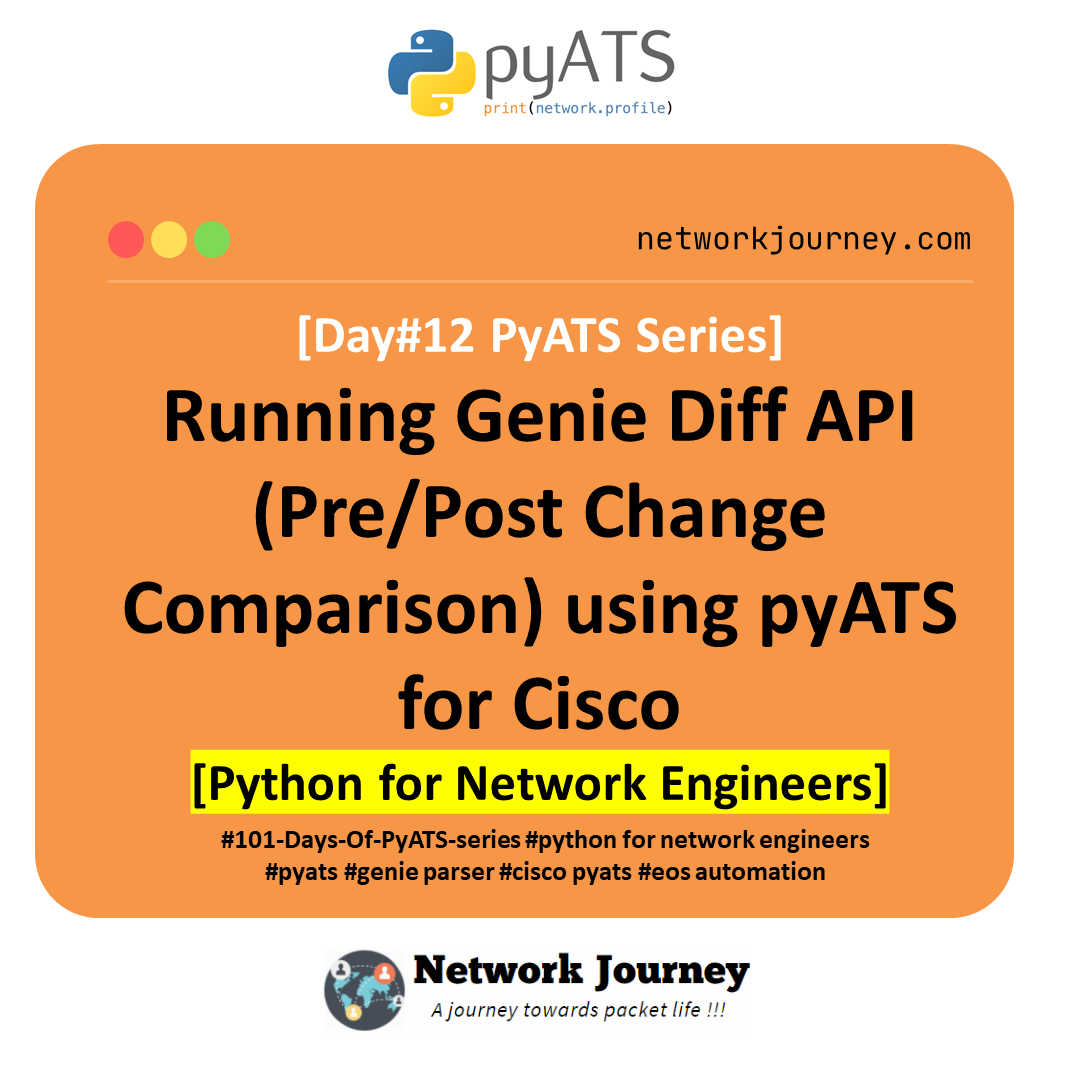 [Day #12 PyATS Series] Running Genie Diff API (Pre/Post Change Comparison) using pyATS for Cisco [Python for Network Engineer]