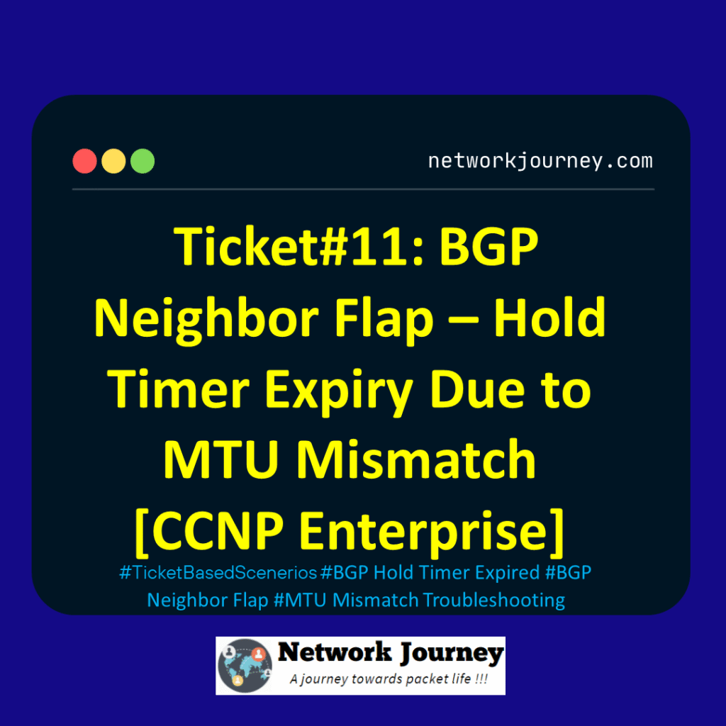 Ticket#11: BGP Neighbor Flap – Hold Timer Expiry Due to MTU Mismatch [CCNP Enterprise]