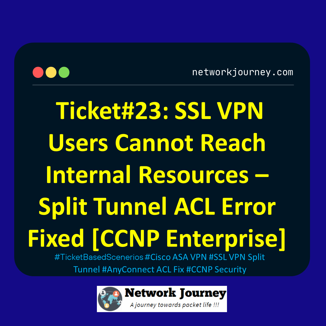 Ticket#23: SSL VPN Users Cannot Reach Internal Resources – Split Tunnel ACL Error Fixed [CCNP Enterprise]