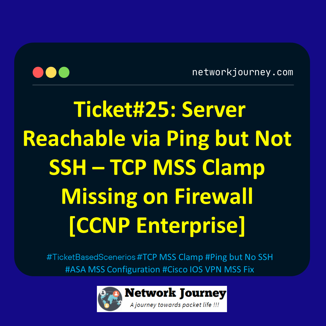 Ticket#25: Server Reachable via Ping but Not SSH – TCP MSS Clamp Missing on Firewall [CCNP Enterprise]