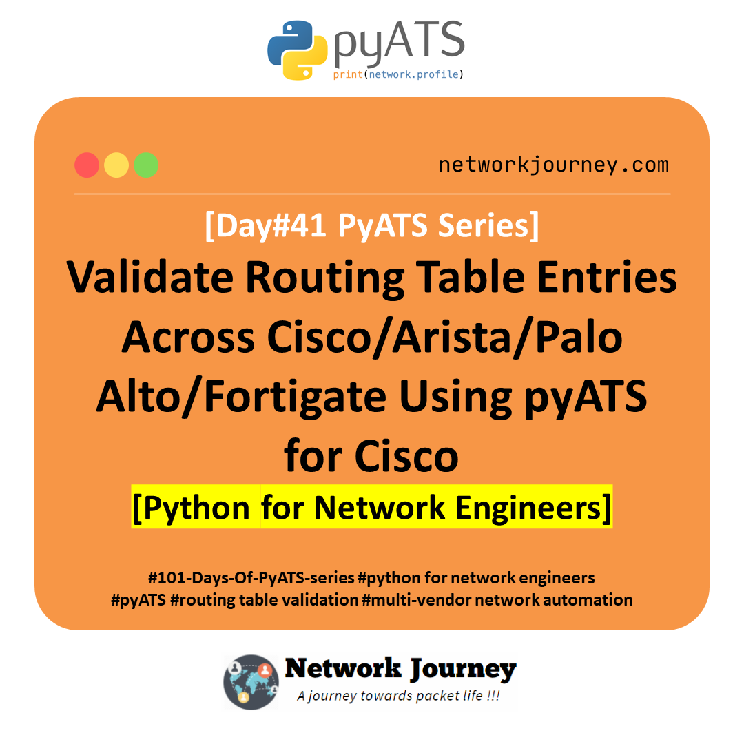 [Day #41 PyATS Series] Validate Routing Table Entries Across Cisco/Arista/Palo Alto/Fortigate Using pyATS for Cisco [Python for Network Engineer]