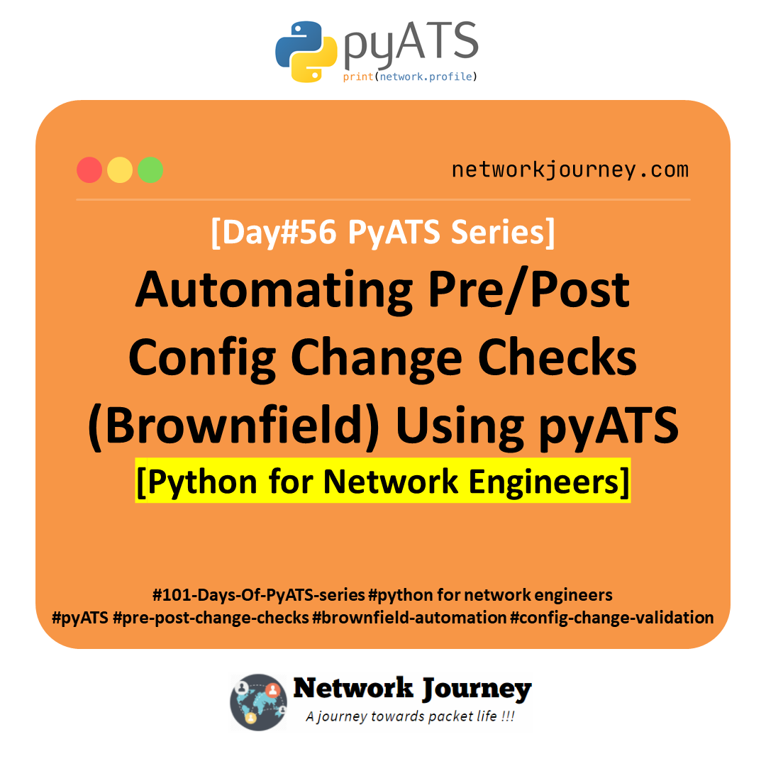 [Day #56 PyATS Series] Automating Pre/Post Config Change Checks (Brownfield) Using pyATS for Cisco [Python for Network Engineer]