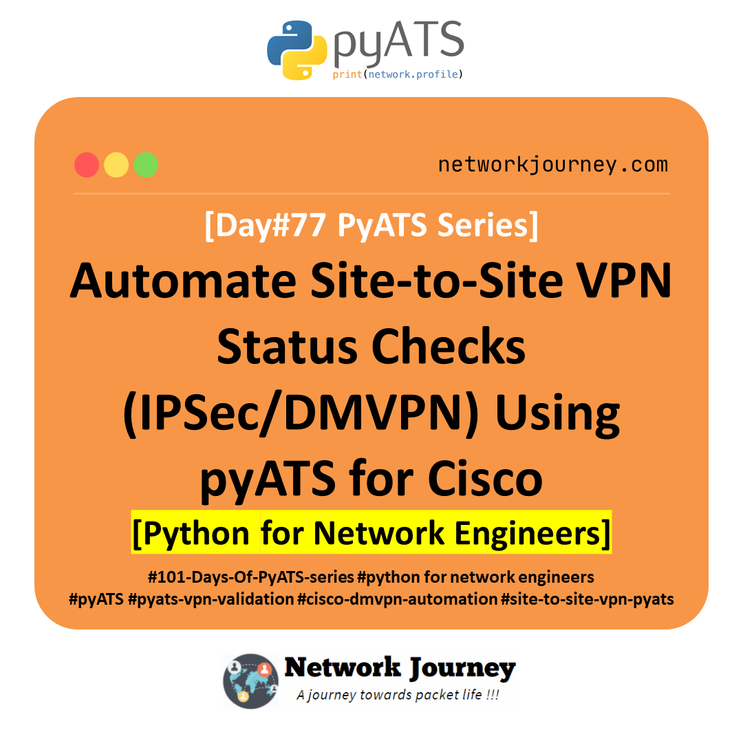 [Day #77 PyATS Series] Automate Site-to-Site VPN Status Checks (IPSec/DMVPN) Using pyATS for Cisco [Python for Network Engineer]