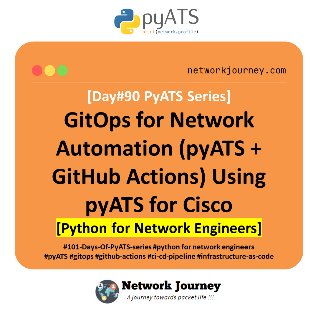[Day #90 PyATS Series] GitOps for Network Automation (pyATS + GitHub Actions) Using pyATS for Cisco [Python for Network Engineer]