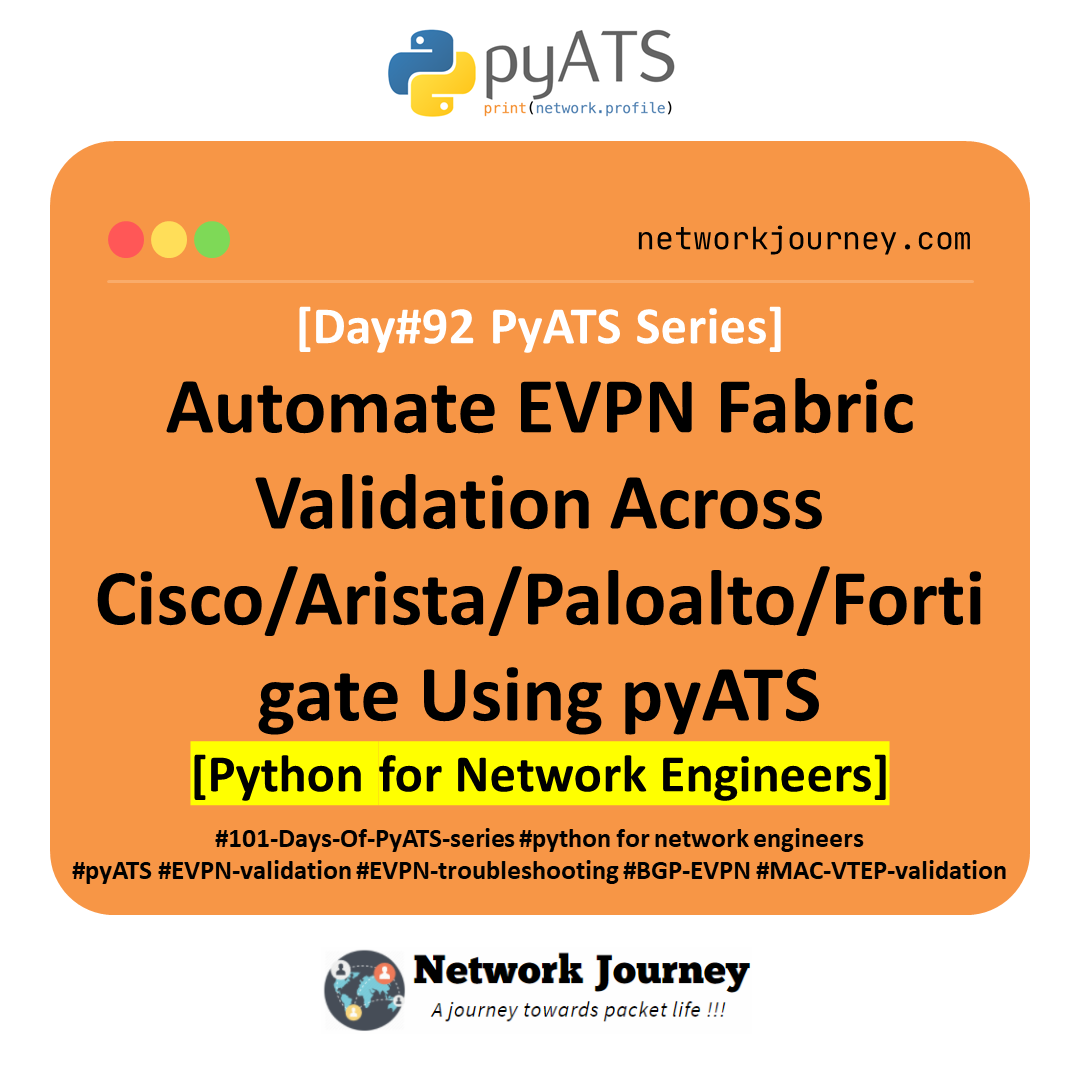 Day #92 PyATS Series] Automate EVPN Fabric Validation Across Cisco/Arista/Paloalto/Fortigate Using pyATS for Cisco [Python for Network Engineer]