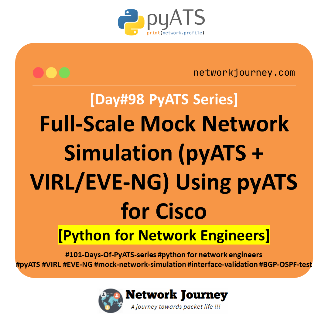 [Day #98 PyATS Series] Full-Scale Mock Network Simulation (pyATS + VIRL/EVE-NG) Using pyATS for Cisco [Python for Network Engineer]